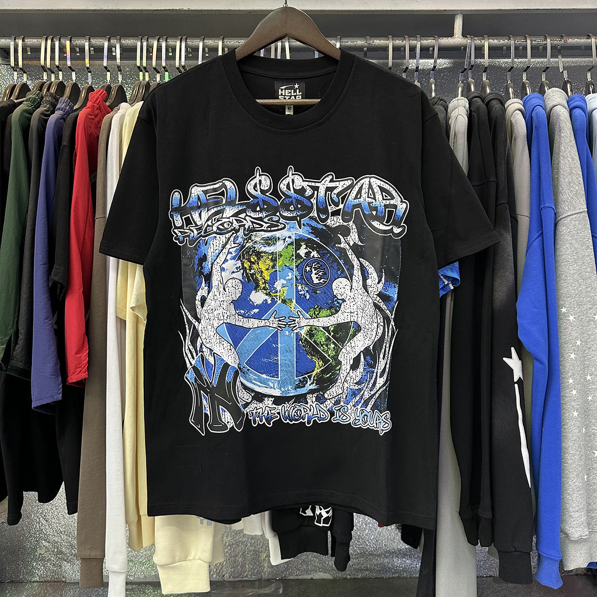 Factory Wholesale Hell t shirt star with NFC top quality Street Wear Oversized Vintage Printed T Shirt