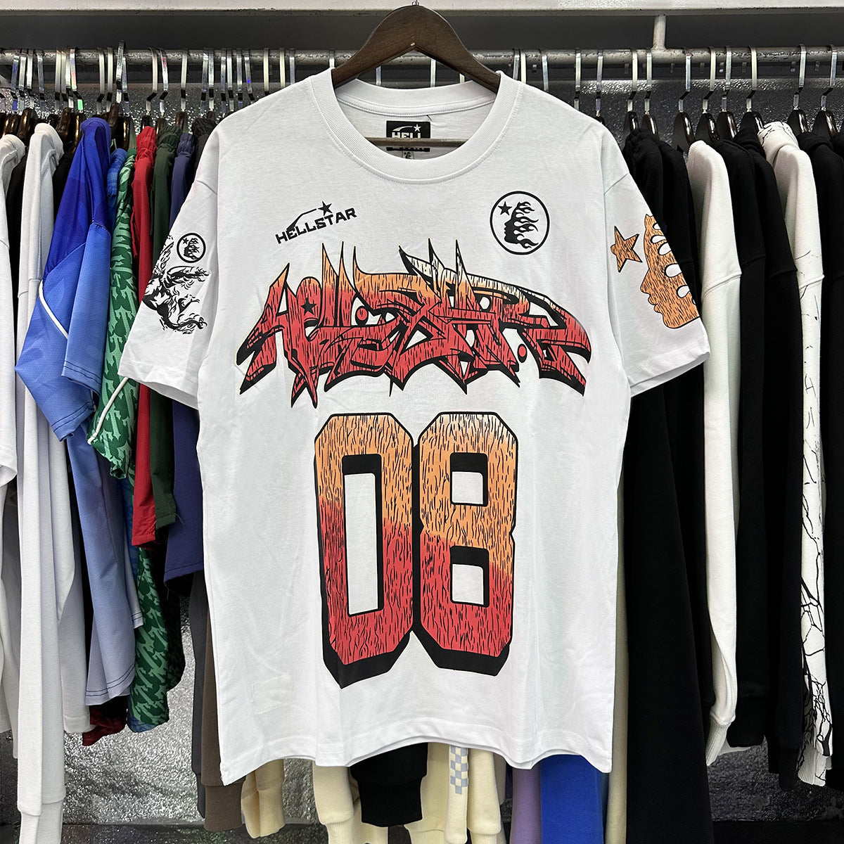 Factory Wholesale Hell t shirt star with NFC top quality Street Wear Oversized Vintage Printed T Shirt