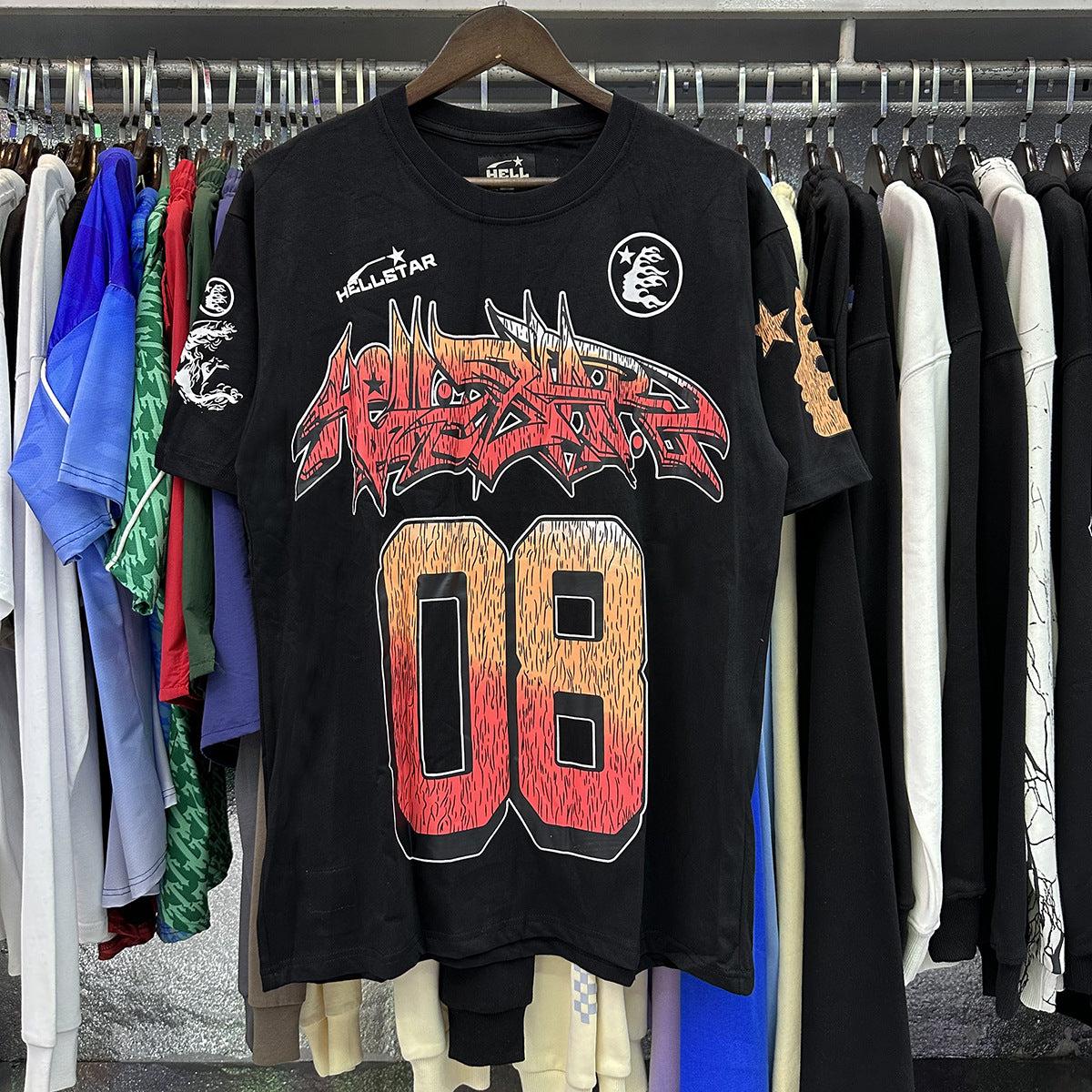 Factory Wholesale Hell t shirt star with NFC top quality Street Wear Oversized Vintage Printed T Shirt