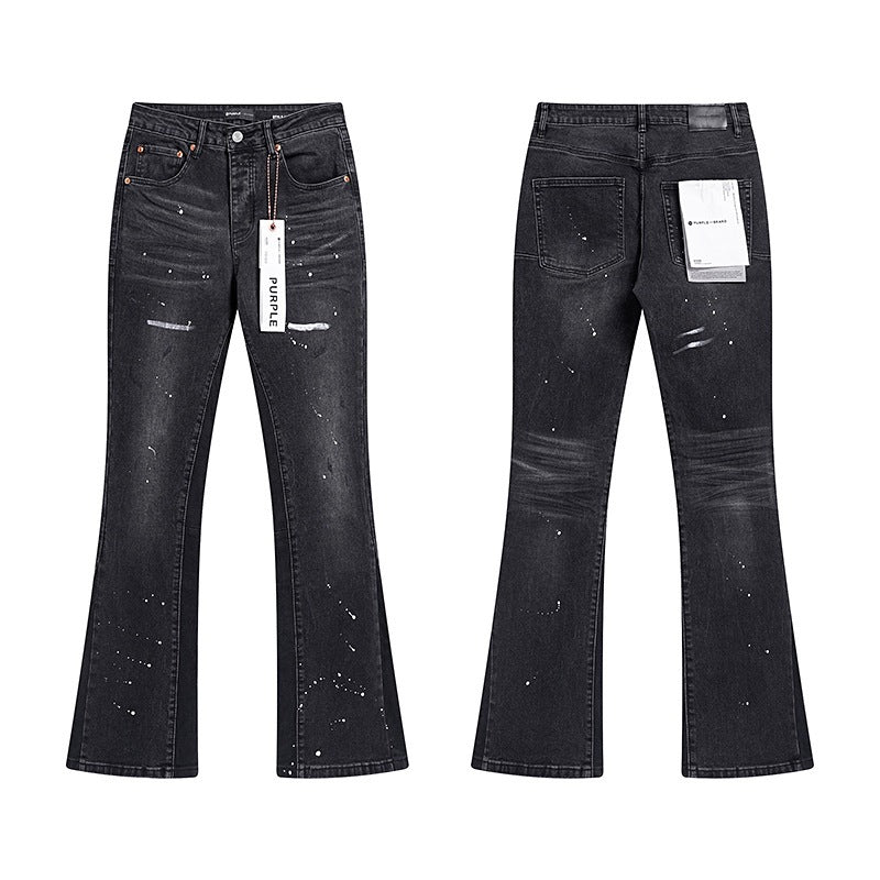 Ksubi Purple AM Paint Splatter Distressed Slim-Fit Denim Jeans – Vintage Streetwear for Men & Women