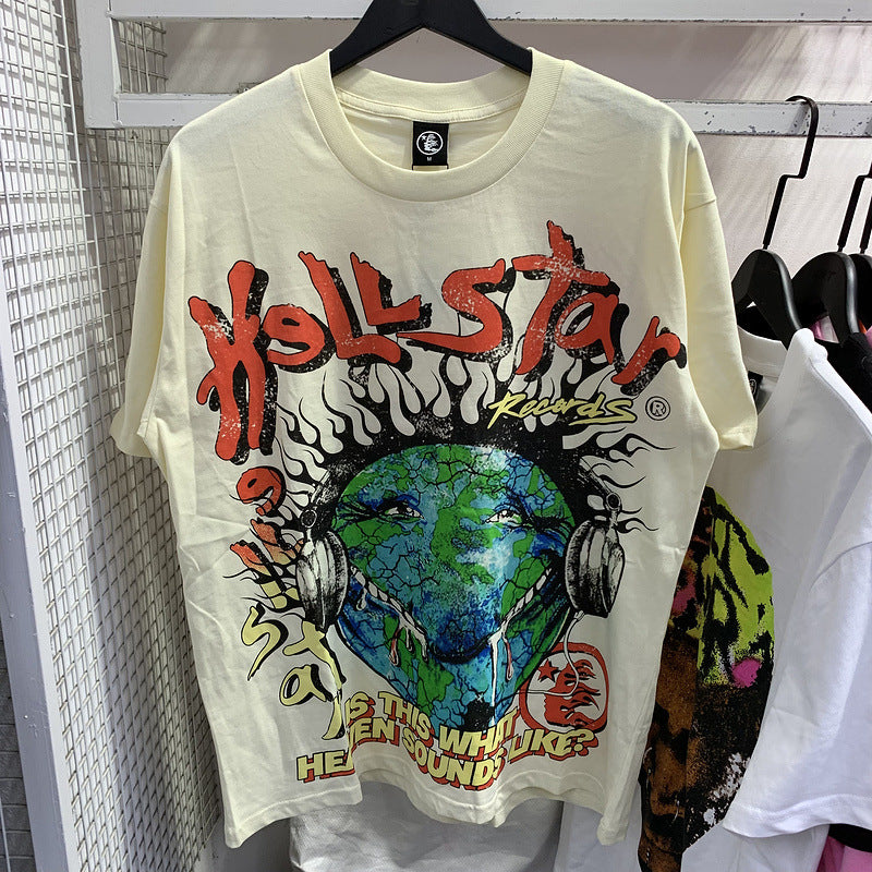 Hell t shirt star top quality Street Wear NFC Oversized Drop Shoulder Mens Short Sleeve Vintage Printed T Shirt For Men Women