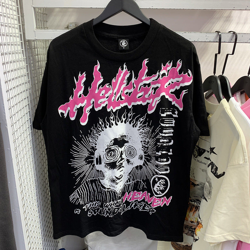 Hell t shirt star top quality Street Wear NFC Oversized Drop Shoulder Mens Short Sleeve Vintage Printed T Shirt For Men Women