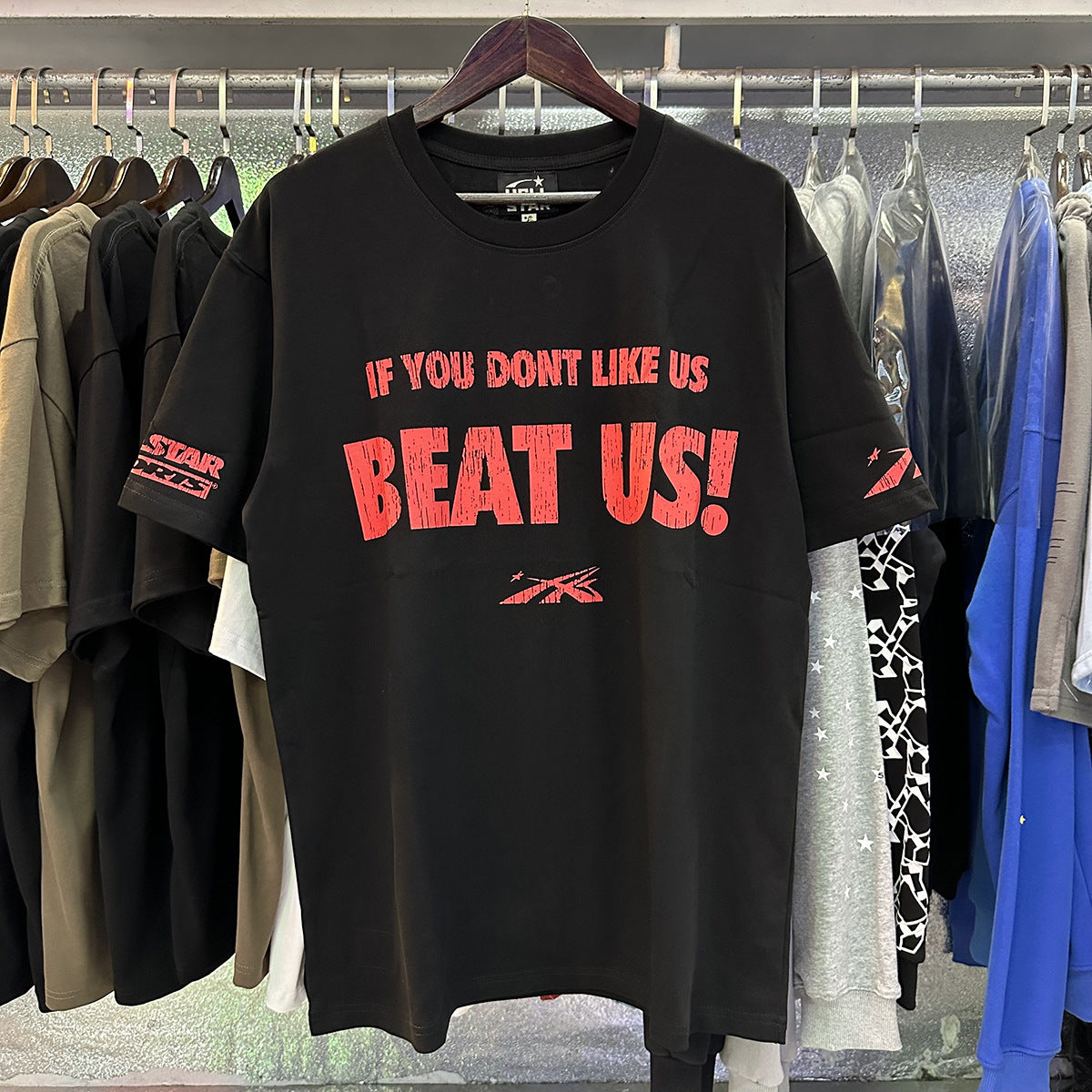 Hell t shirt star top quality Street Wear NFC Oversized Drop Shoulder Mens Short Sleeve Vintage Printed T Shirt For Men Women