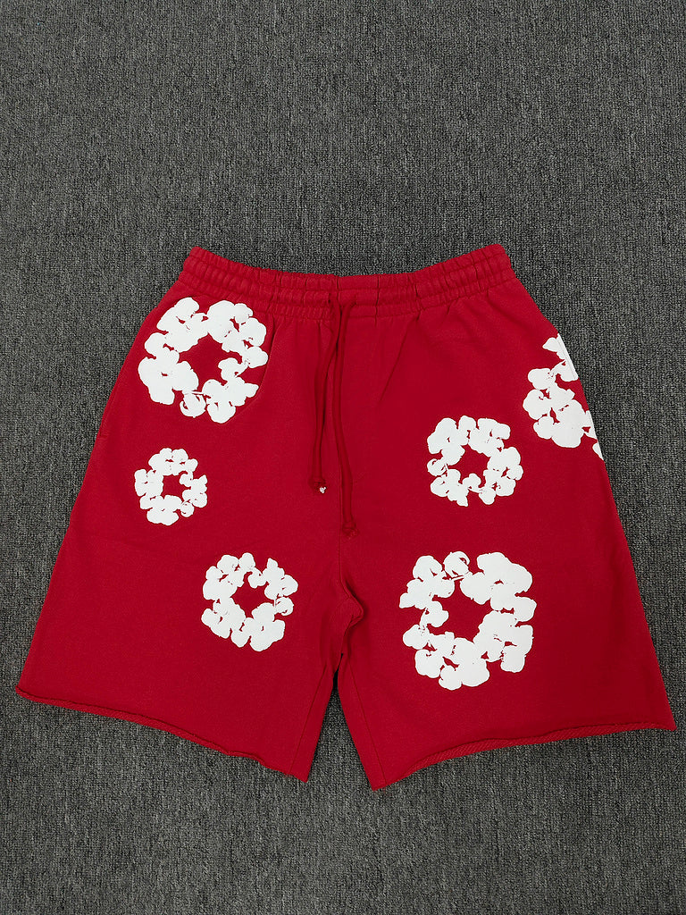 Denim Tears Men's Floral Print Oversized Shorts Y2K Streetwear Breathable Casual Streetwear for Summer & Daily Wear