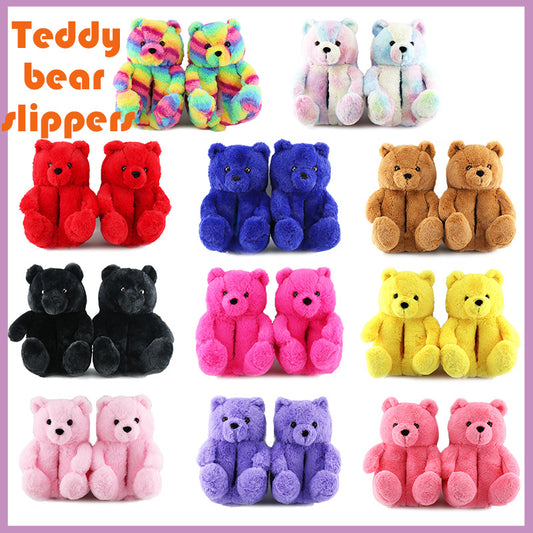 2023 Hot Selling home indoor Teddy bear warm plush all-pack slippers