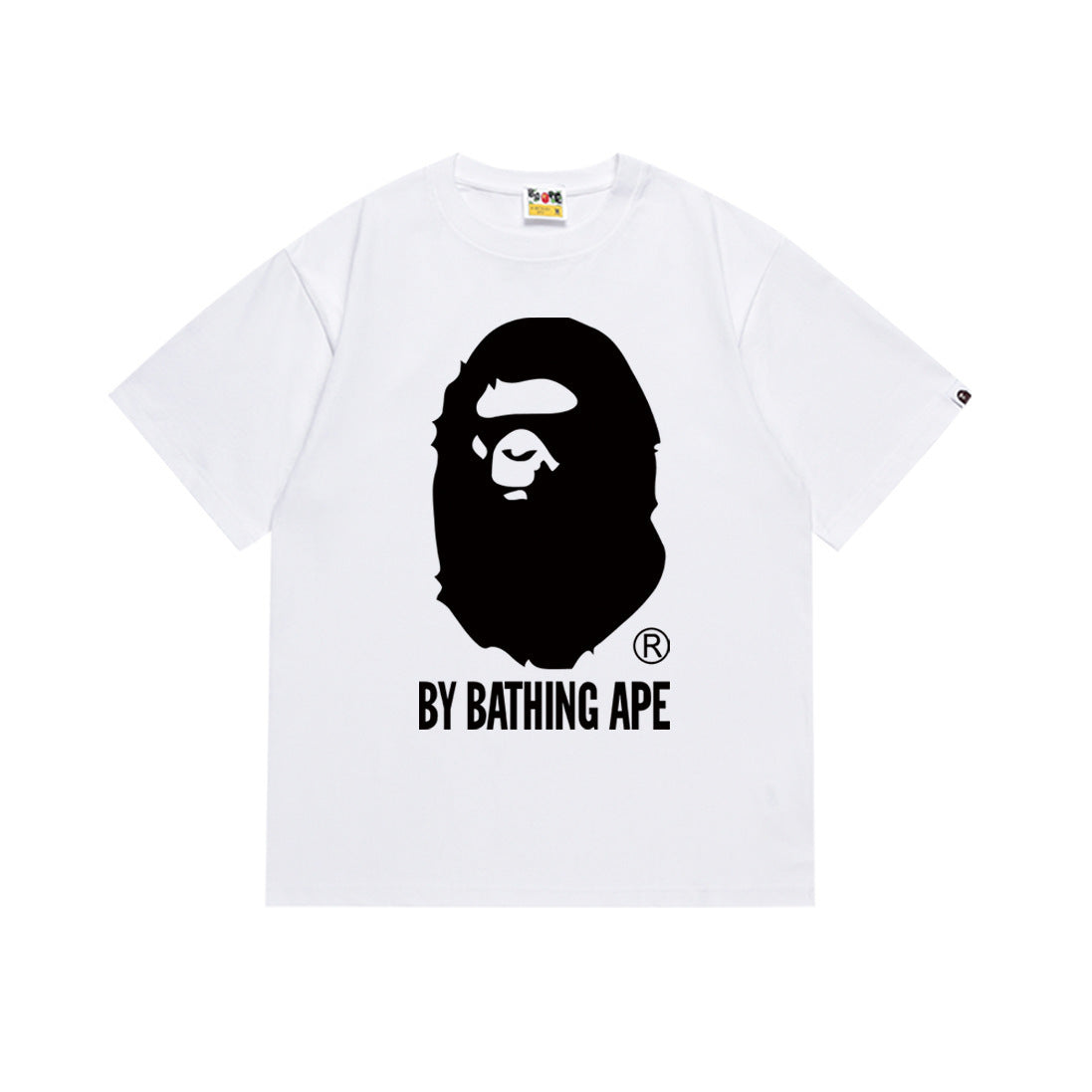 Bape Style Ape Head Graphic Print Short Sleeve T-Shirt, Men's Streetwear Oversized Cotton Tee, Hip Hop Casual Top