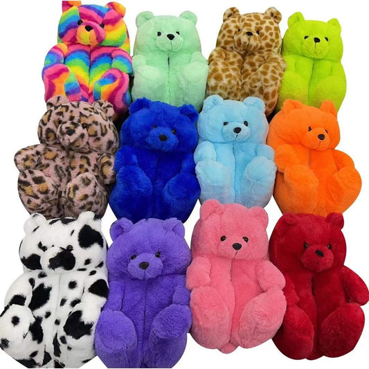 Winter warm indoor women slippers fashionable teddy bear slipper for adults and kids