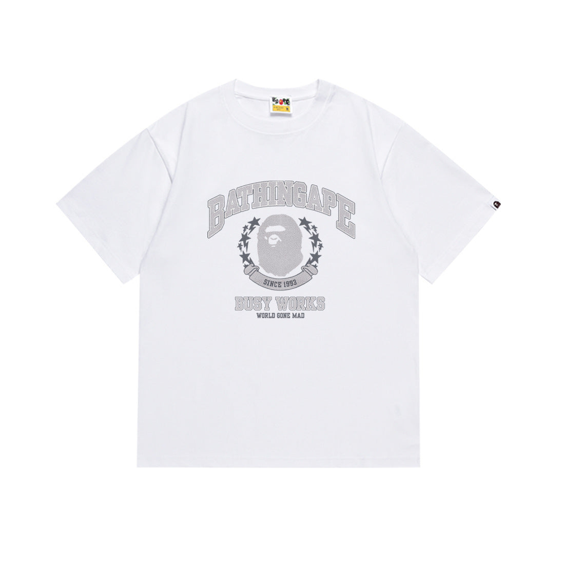 Bape Style Ape Head Graphic Print Short Sleeve T-Shirt, Men's Streetwear Oversized Cotton Tee, Hip Hop Casual Top
