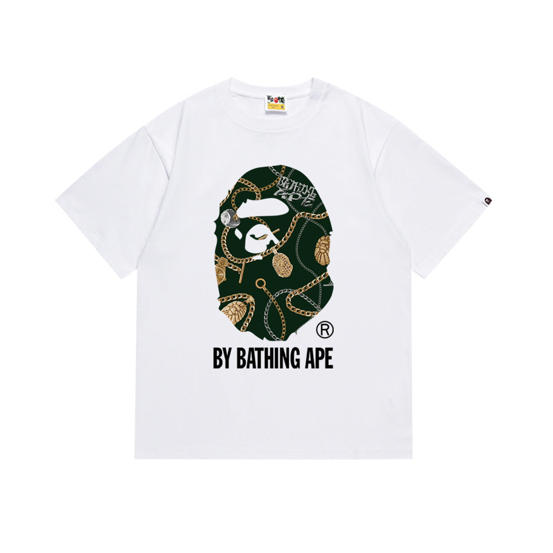 Bape Style Ape Head Graphic Print Short Sleeve T-Shirt, Men's Streetwear Oversized Cotton Tee, Hip Hop Casual Top