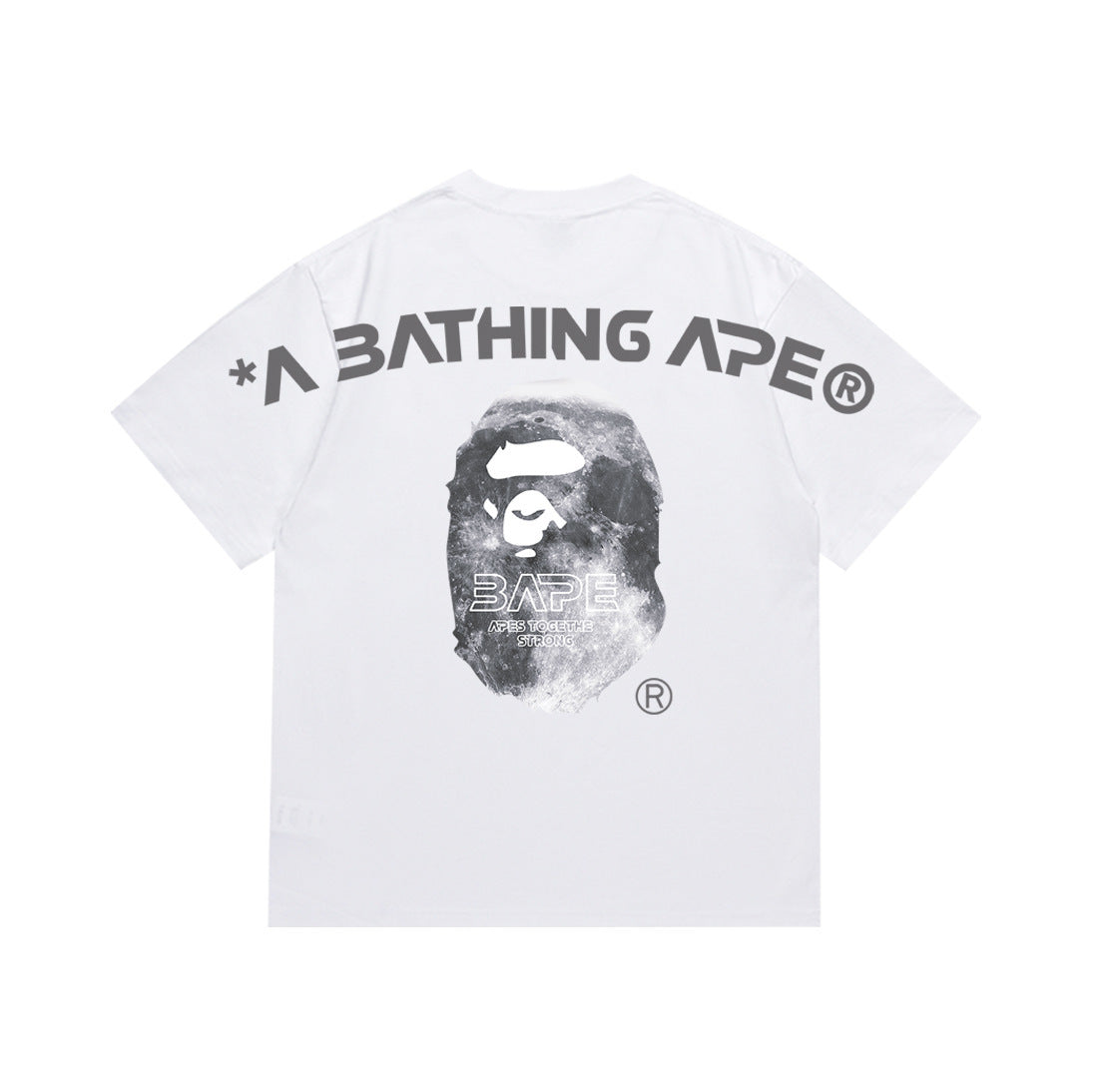 Bape Style Ape Head Graphic Print Short Sleeve T-Shirt, Men's Streetwear Oversized Cotton Tee, Hip Hop Casual Top