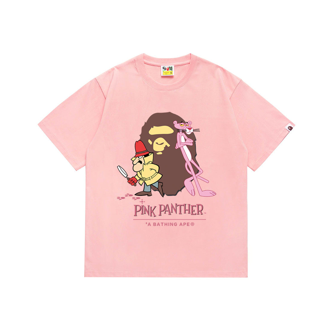 Bape Style Ape Head Graphic Print Short Sleeve T-Shirt, Men's Streetwear Oversized Cotton Tee, Hip Hop Casual Top