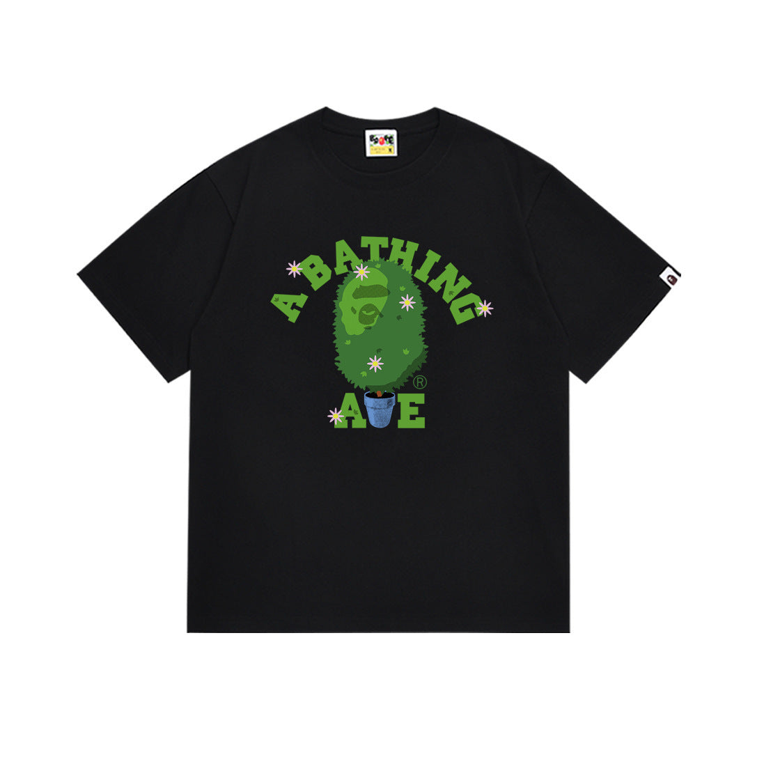 Bape Style Ape Head Graphic Print Short Sleeve T-Shirt, Men's Streetwear Oversized Cotton Tee, Hip Hop Casual Top