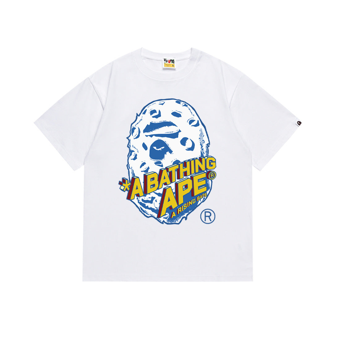 Bape Style Ape Head Graphic Print Short Sleeve T-Shirt, Men's Streetwear Oversized Cotton Tee, Hip Hop Casual Top