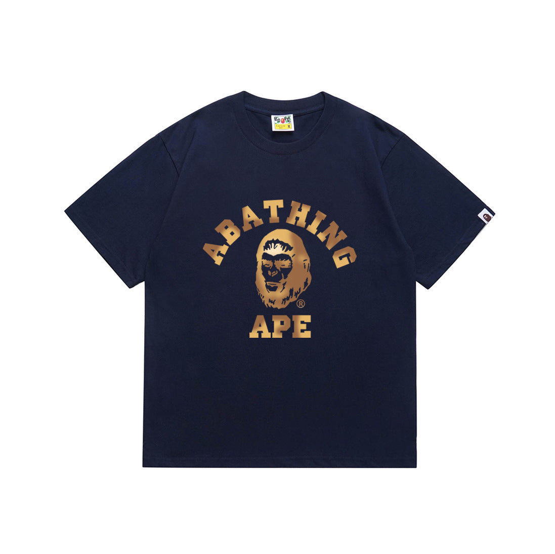 Bape Style Ape Head Graphic Print Short Sleeve T-Shirt, Men's Streetwear Oversized Cotton Tee, Hip Hop Casual Top