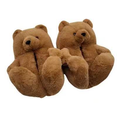 Winter warm indoor women slippers fashionable teddy bear slipper for adults and kids