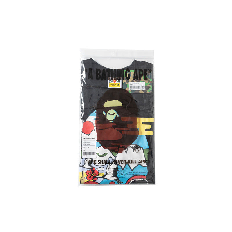 Bape Style Men's Ape Head Graphic Oversized T-Shirt, Premium Cotton Streetwear Tee, Hip Hop Casual Short Sleeve Top