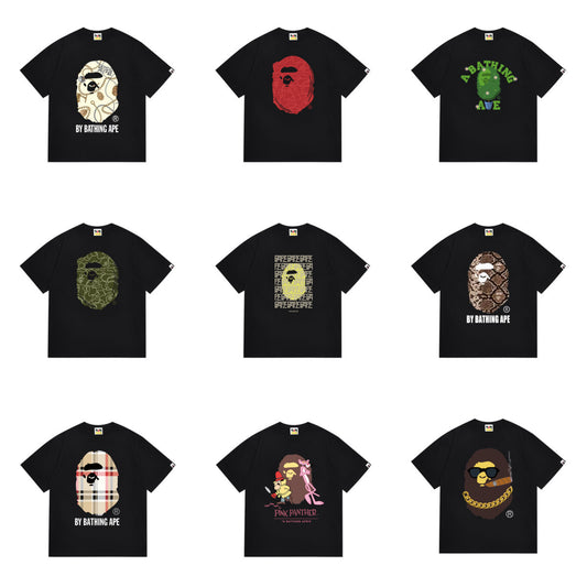 Bape Style Men's Ape Head Graphic Oversized T-Shirt, Premium Cotton Streetwear Tee, Hip Hop Casual Short Sleeve Top