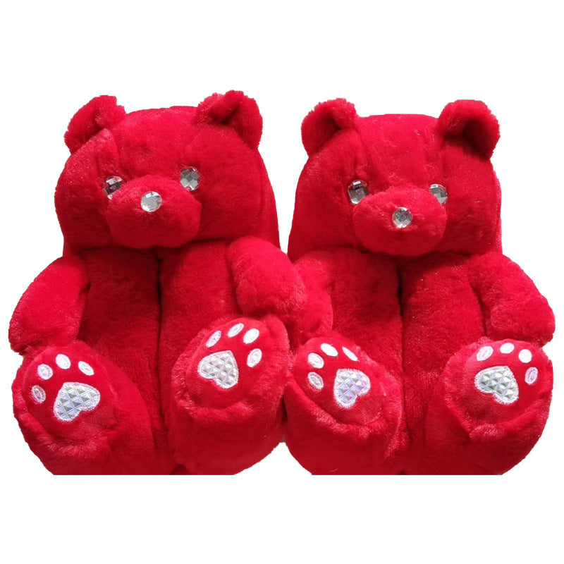 Winter warm indoor women slippers fashionable teddy bear slipper for adults and kids