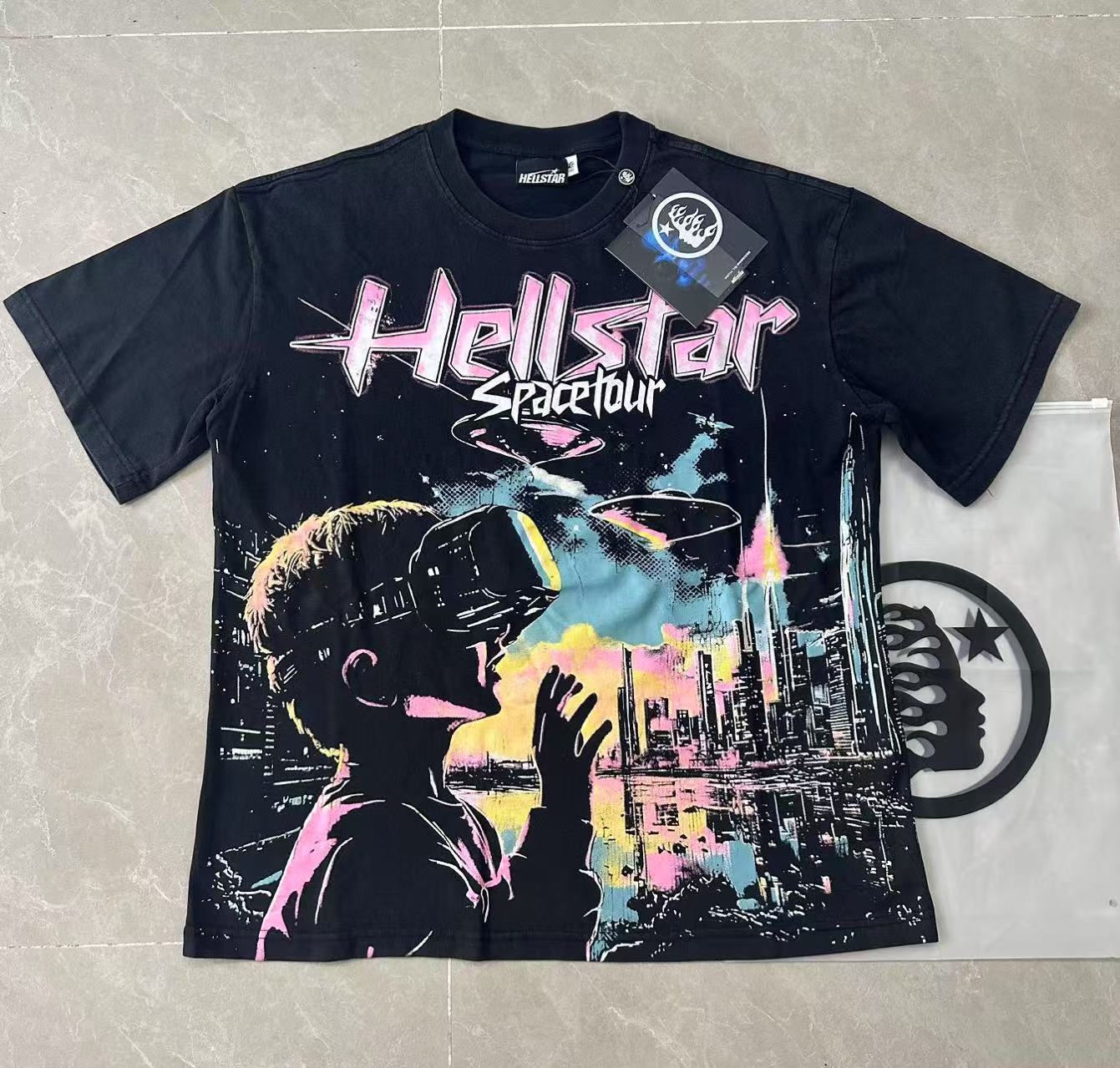 Hell t shirt star top quality Street Wear NFC Oversized Drop Shoulder Mens Short Sleeve Vintage Printed T Shirt For Men Women