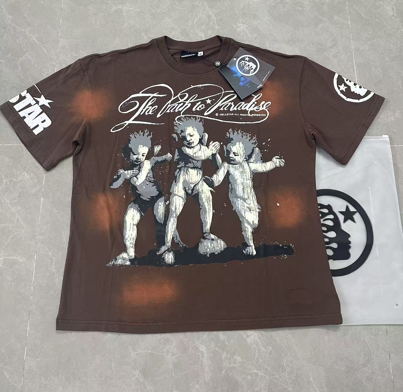 Hell t shirt star top quality Street Wear NFC Oversized Drop Shoulder Mens Short Sleeve Vintage Printed T Shirt For Men Women