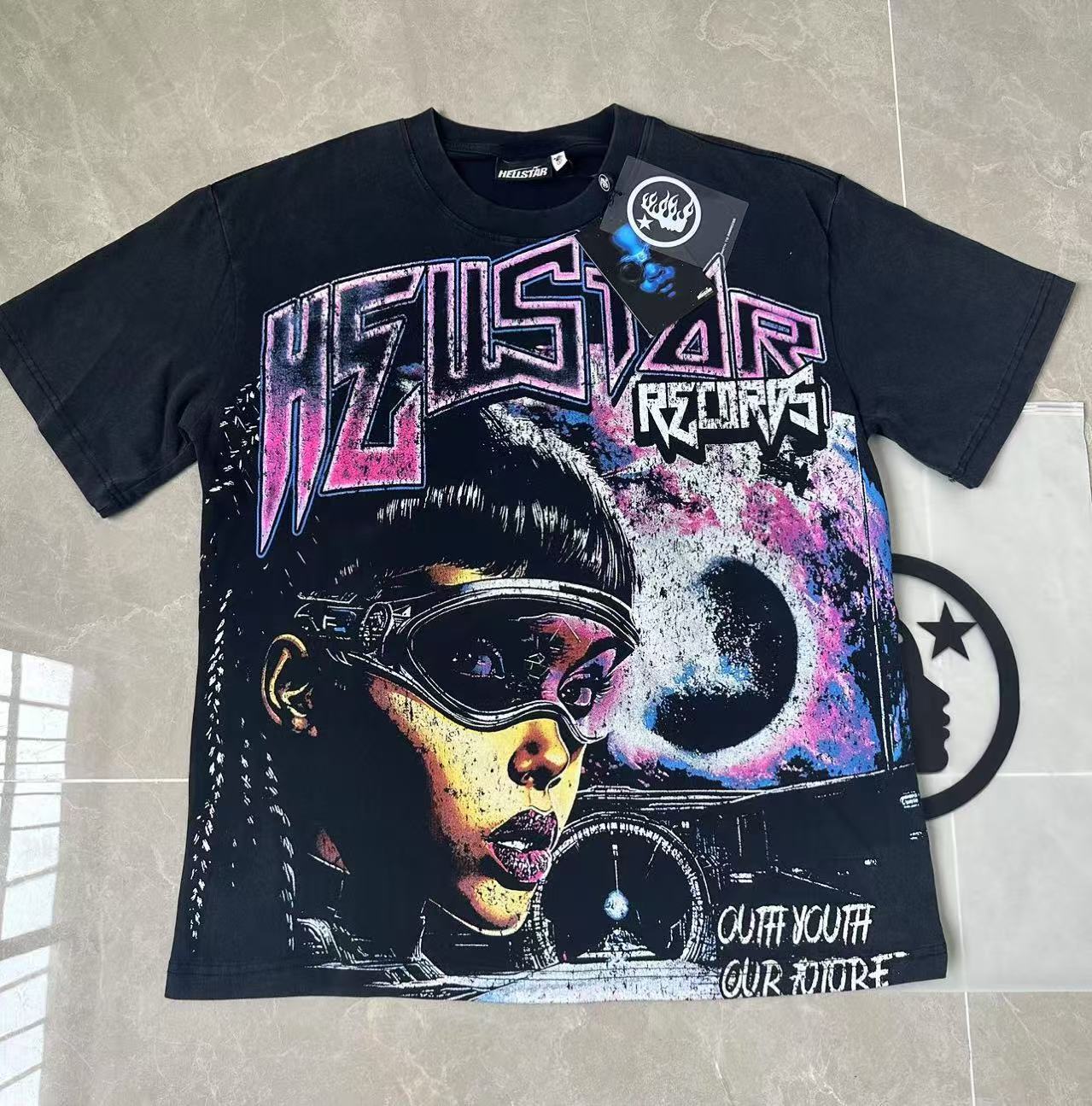 Hell t shirt star top quality Street Wear NFC Oversized Drop Shoulder Mens Short Sleeve Vintage Printed T Shirt For Men Women