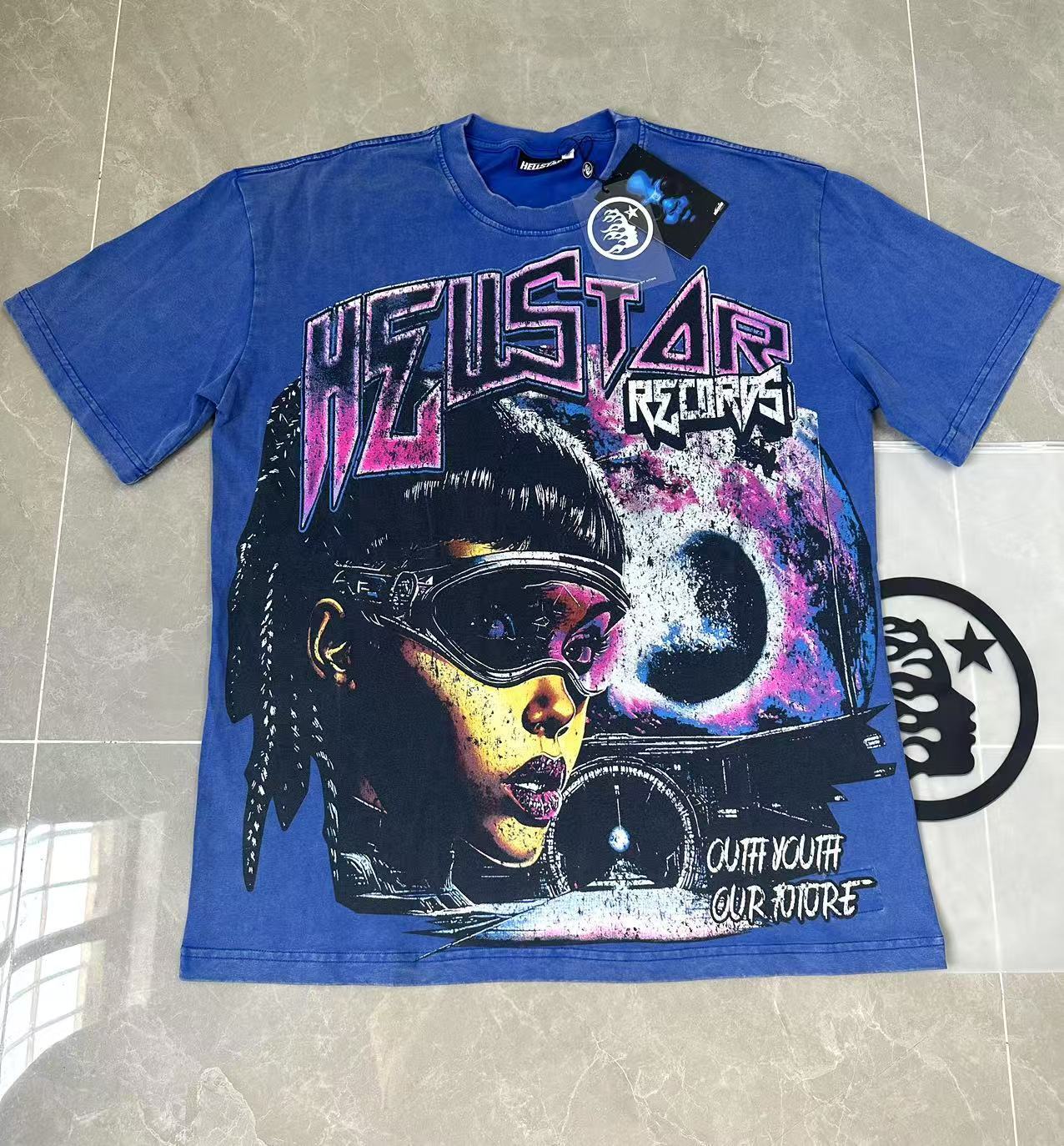 Hell t shirt star top quality Street Wear NFC Oversized Drop Shoulder Mens Short Sleeve Vintage Printed T Shirt For Men Women