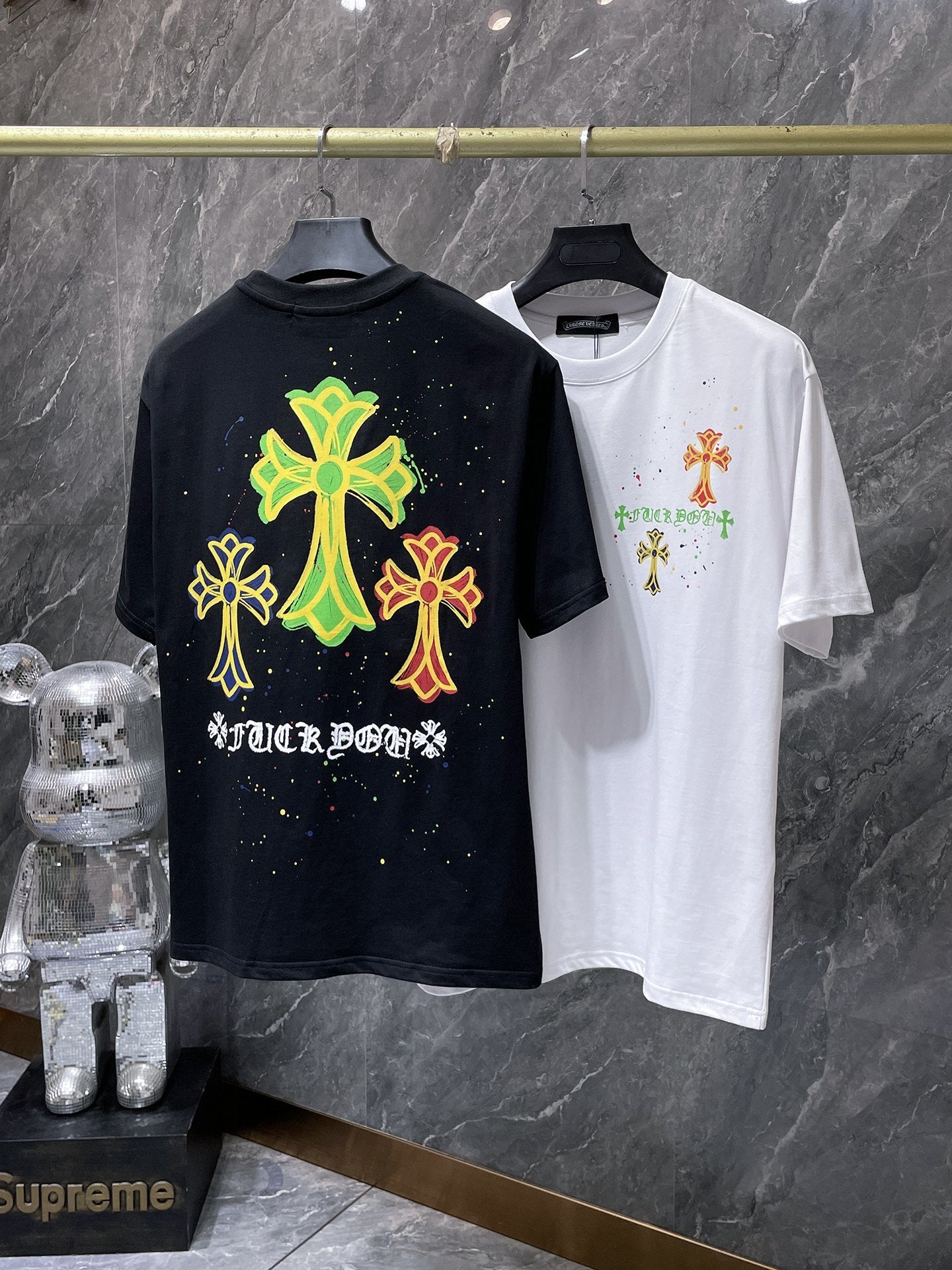 Men's Chrome Hearts Style Graphic Oversized T-Shirt Y2K Streetwear Cotton Short Sleeve Tee