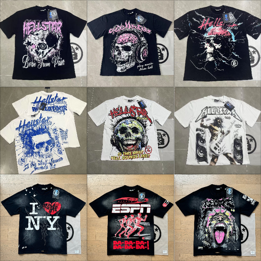 Factory Wholesale Hell t shirt star with NFC top quality Street Wear Oversized Vintage Printed T Shirt
