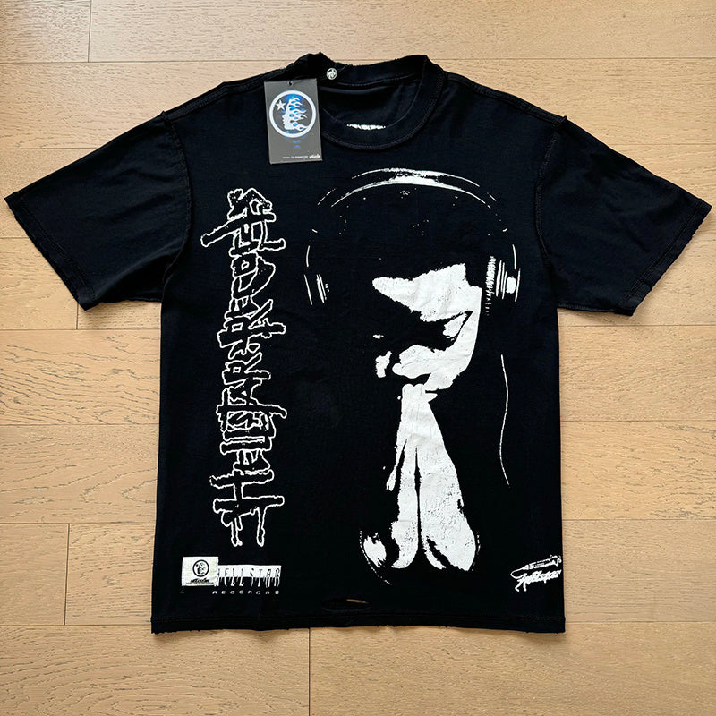 Factory Wholesale Hell t shirt star with NFC top quality Street Wear Oversized Vintage Printed T Shirt