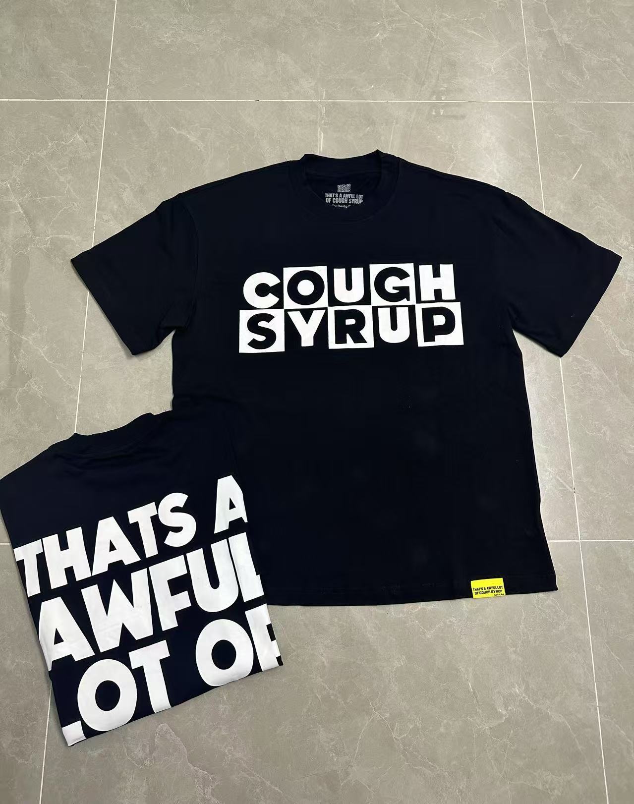 Men's That's A Awful Lot Of Cough Syrup Graphic Oversized T-Shirt Y2K Streetwear Cotton Short Sleeve Tee