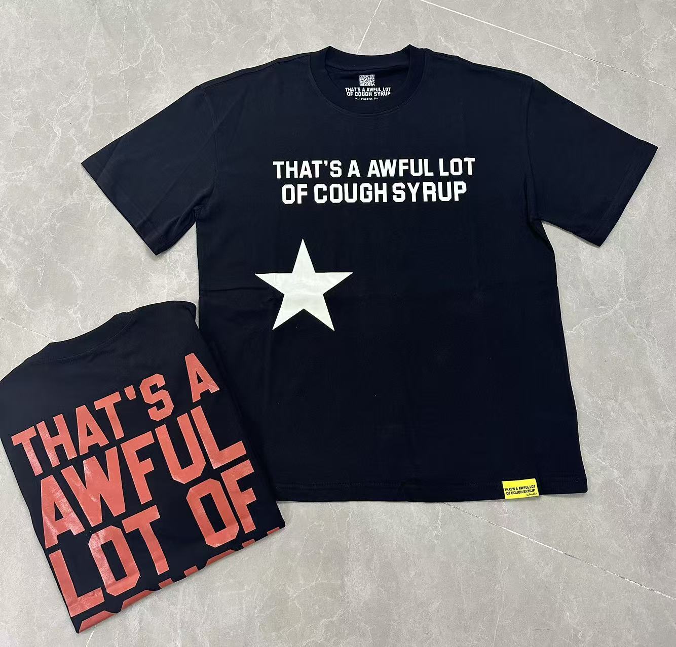 Men's That's A Awful Lot Of Cough Syrup Graphic Oversized T-Shirt Y2K Streetwear Cotton Short Sleeve Tee