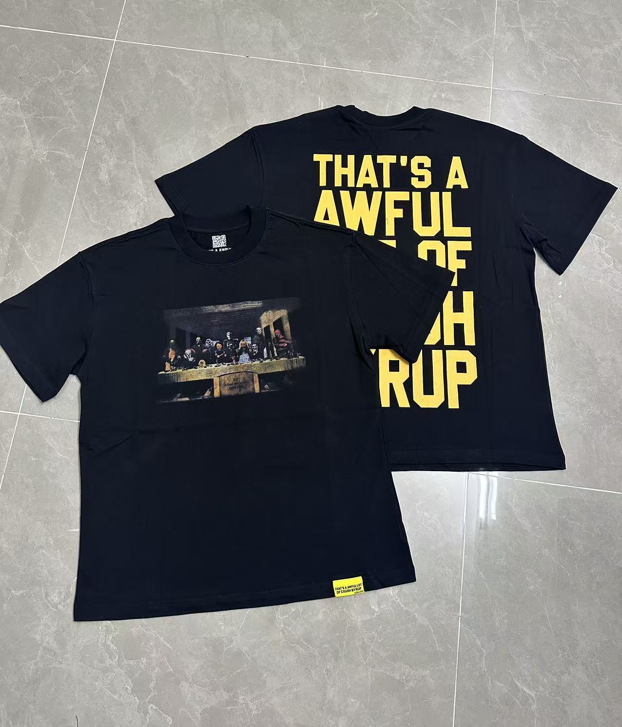 Men's That's A Awful Lot Of Cough Syrup Graphic Oversized T-Shirt Y2K Streetwear Cotton Short Sleeve Tee