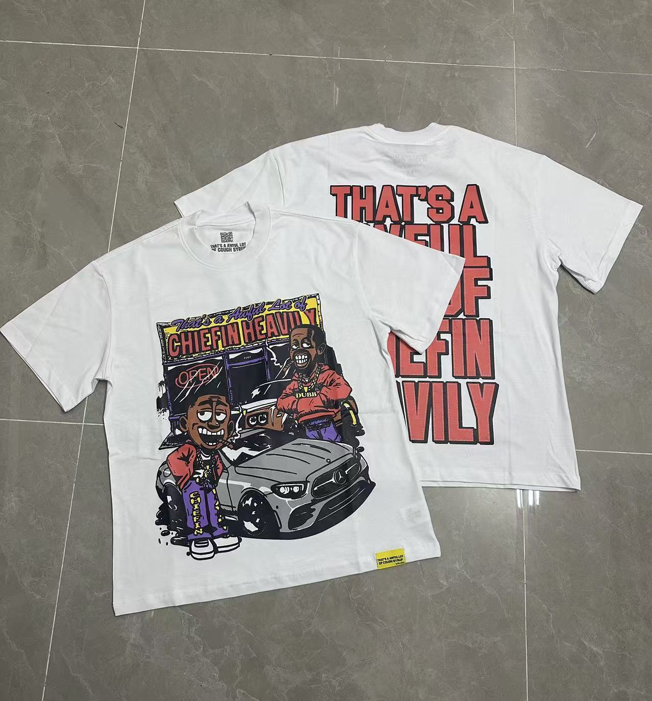 Men's That's A Awful Lot Of Cough Syrup Graphic Oversized T-Shirt Y2K Streetwear Cotton Short Sleeve Tee