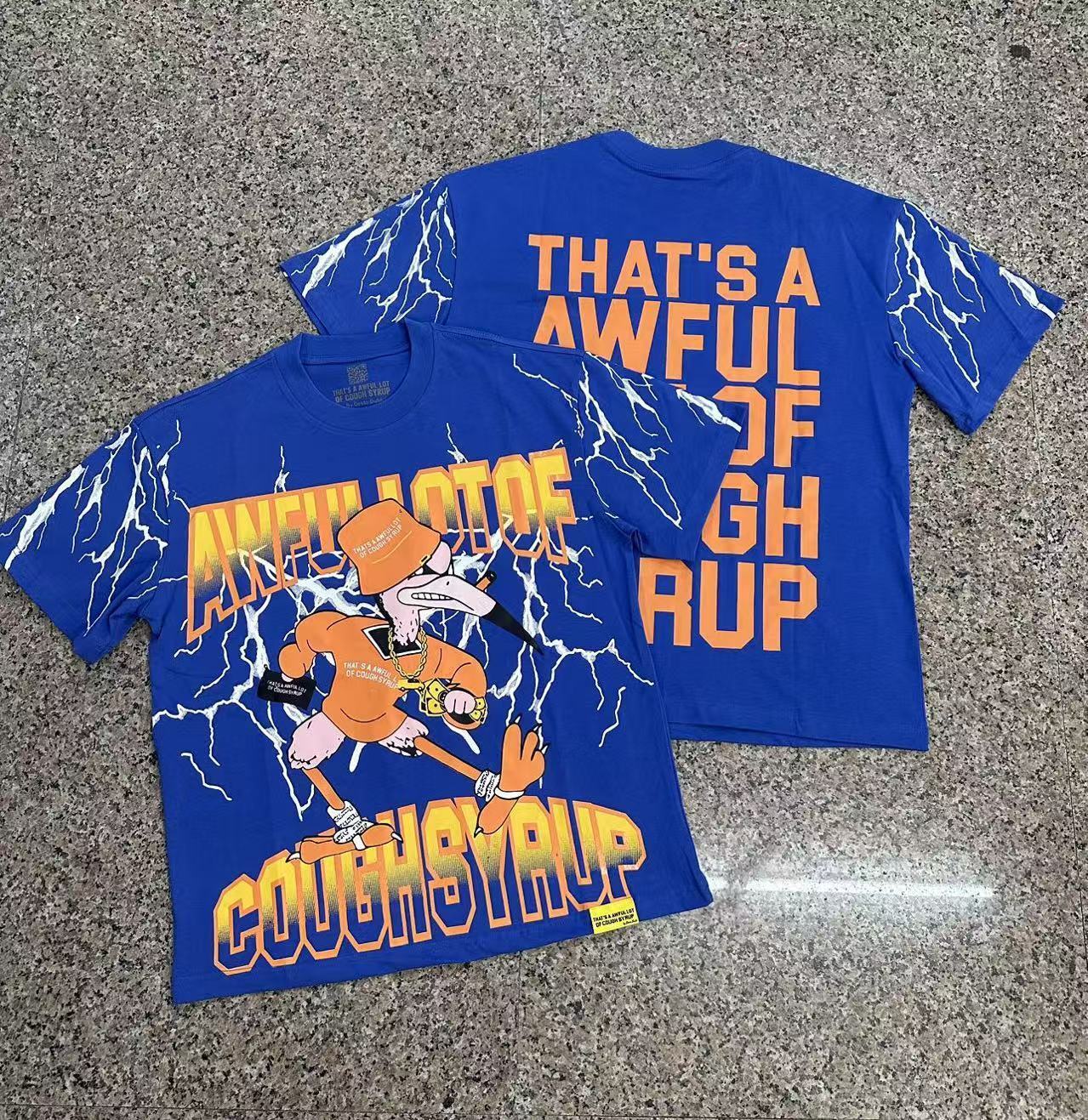 Men's That's A Awful Lot Of Cough Syrup Graphic Oversized T-Shirt Y2K Streetwear Cotton Short Sleeve Tee