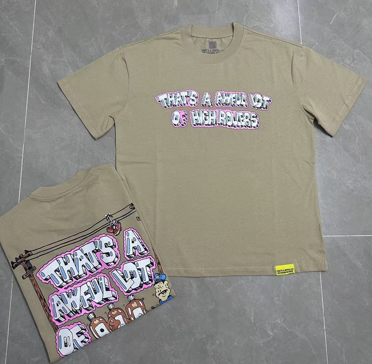 Men's That's A Awful Lot Of Cough Syrup Graphic Oversized T-Shirt Y2K Streetwear Cotton Short Sleeve Tee