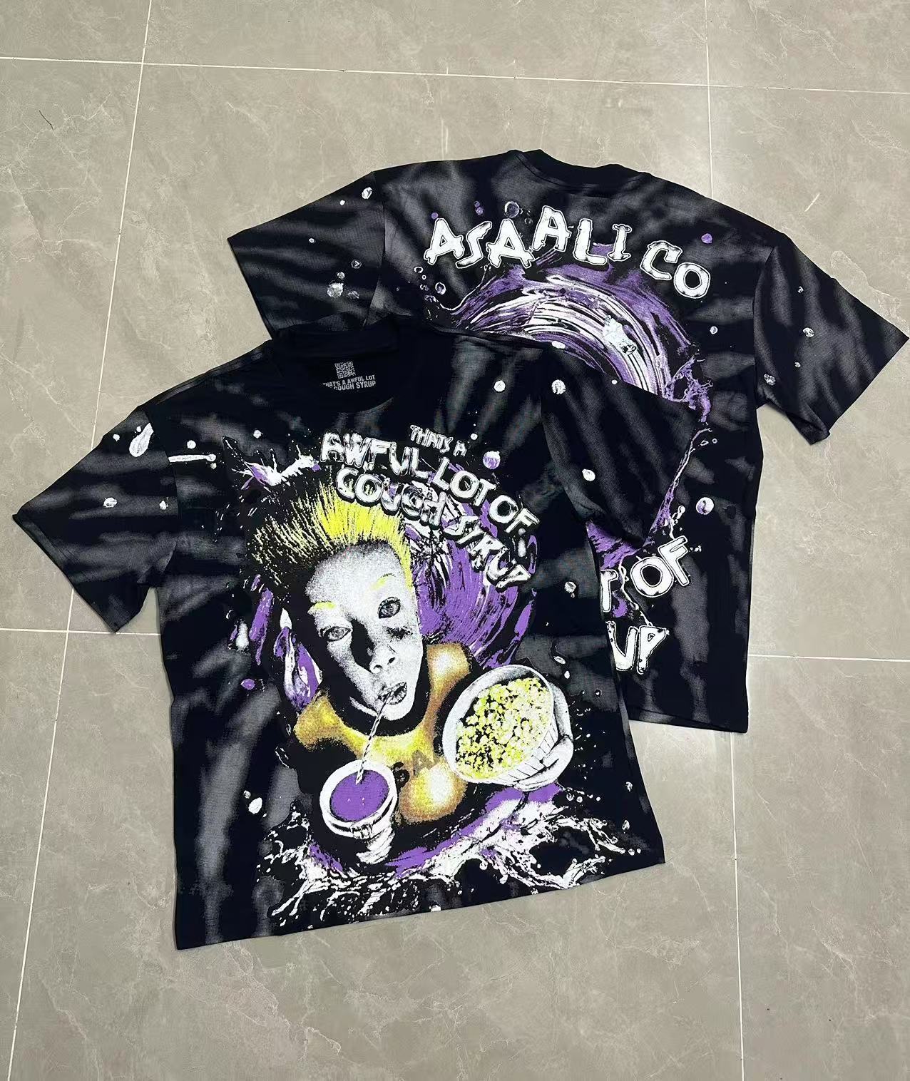 Men's That's A Awful Lot Of Cough Syrup Graphic Oversized T-Shirt Y2K Streetwear Cotton Short Sleeve Tee
