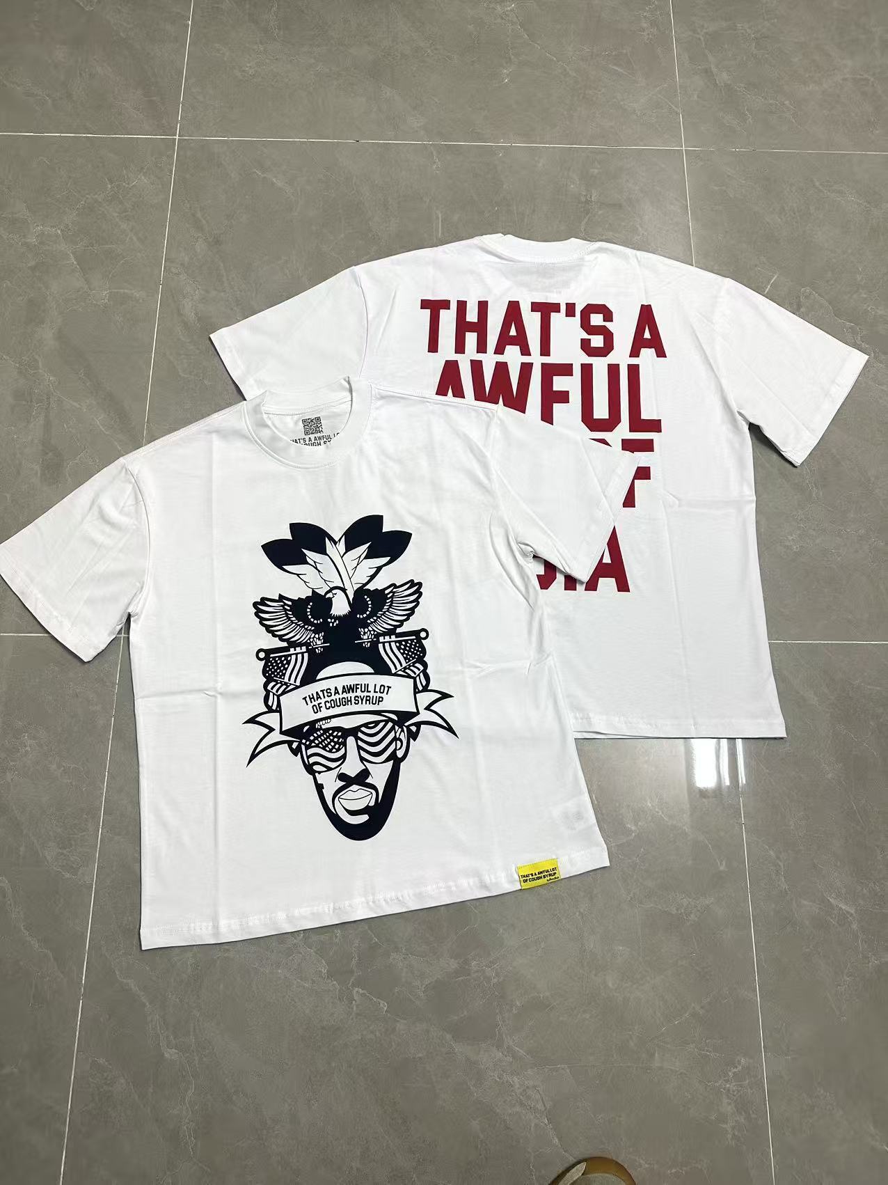 Men's That's A Awful Lot Of Cough Syrup Graphic Oversized T-Shirt Y2K Streetwear Cotton Short Sleeve Tee