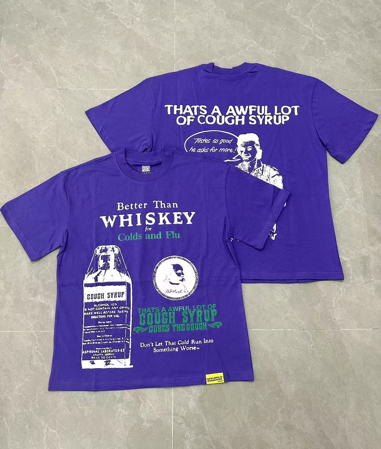 Men's That's A Awful Lot Of Cough Syrup Graphic Oversized T-Shirt Y2K Streetwear Cotton Short Sleeve Tee