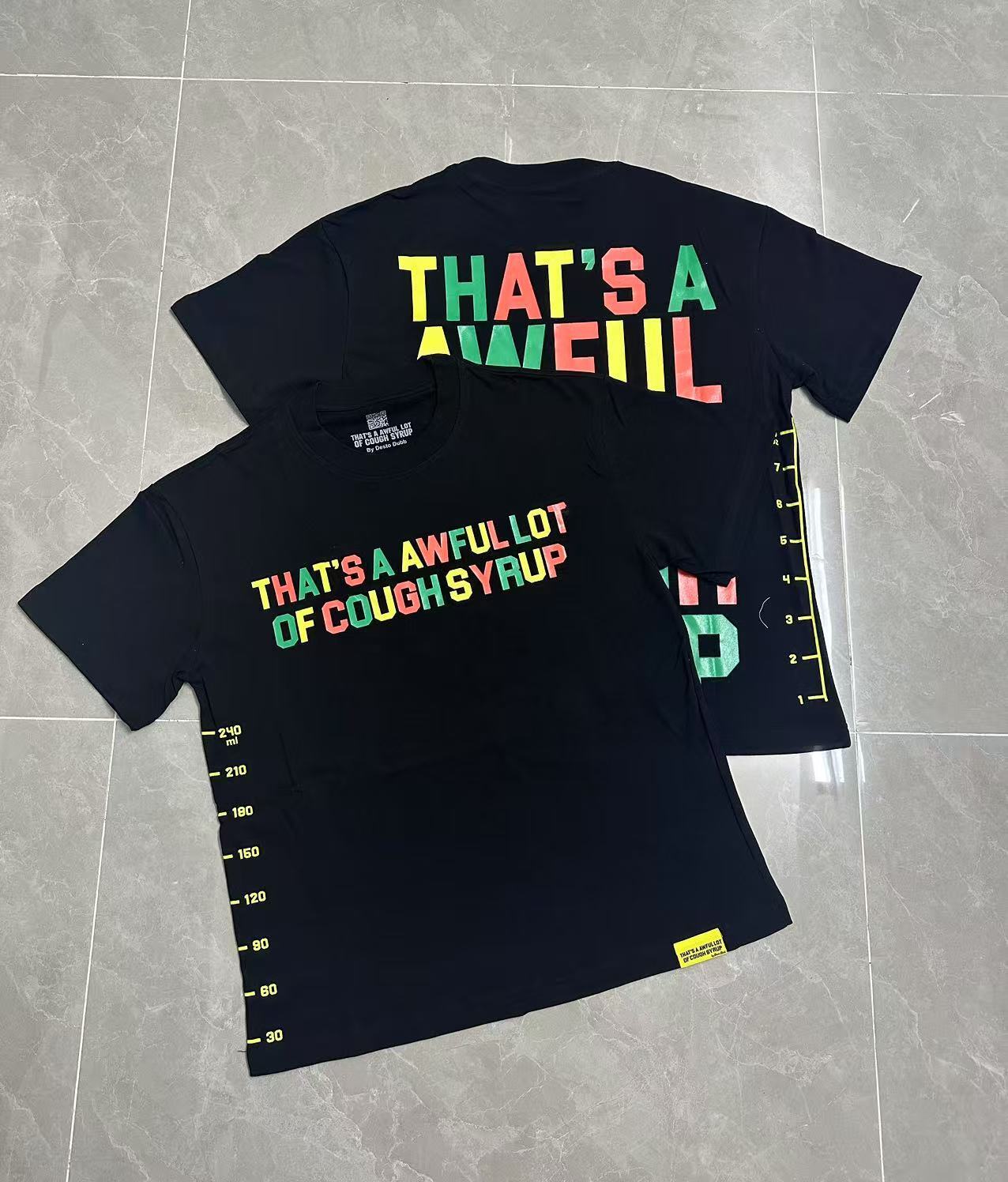 Men's That's A Awful Lot Of Cough Syrup Graphic Oversized T-Shirt Y2K Streetwear Cotton Short Sleeve Tee