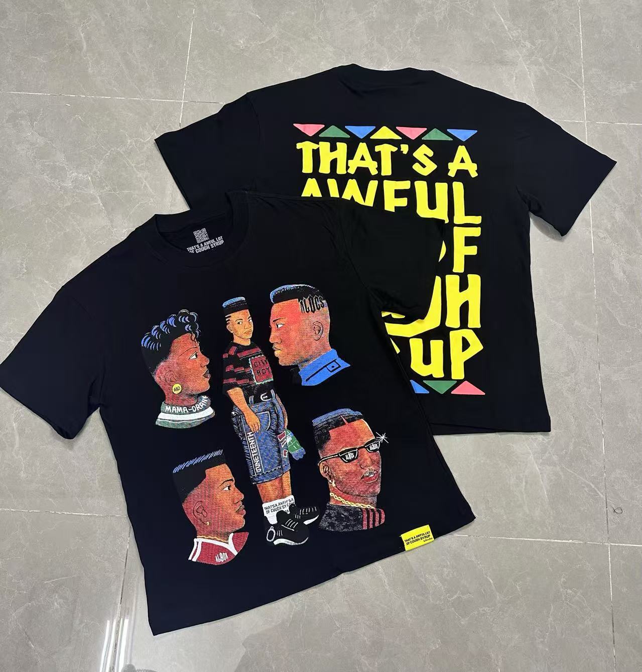 Men's That's A Awful Lot Of Cough Syrup Graphic Oversized T-Shirt Y2K Streetwear Cotton Short Sleeve Tee