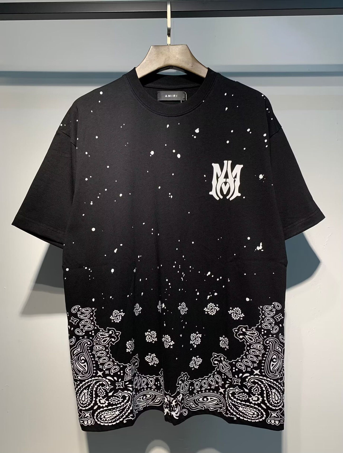 Men's AMIRI Style Graphic Oversized T-Shirt Y2K Streetwear Cotton Short Sleeve Tee