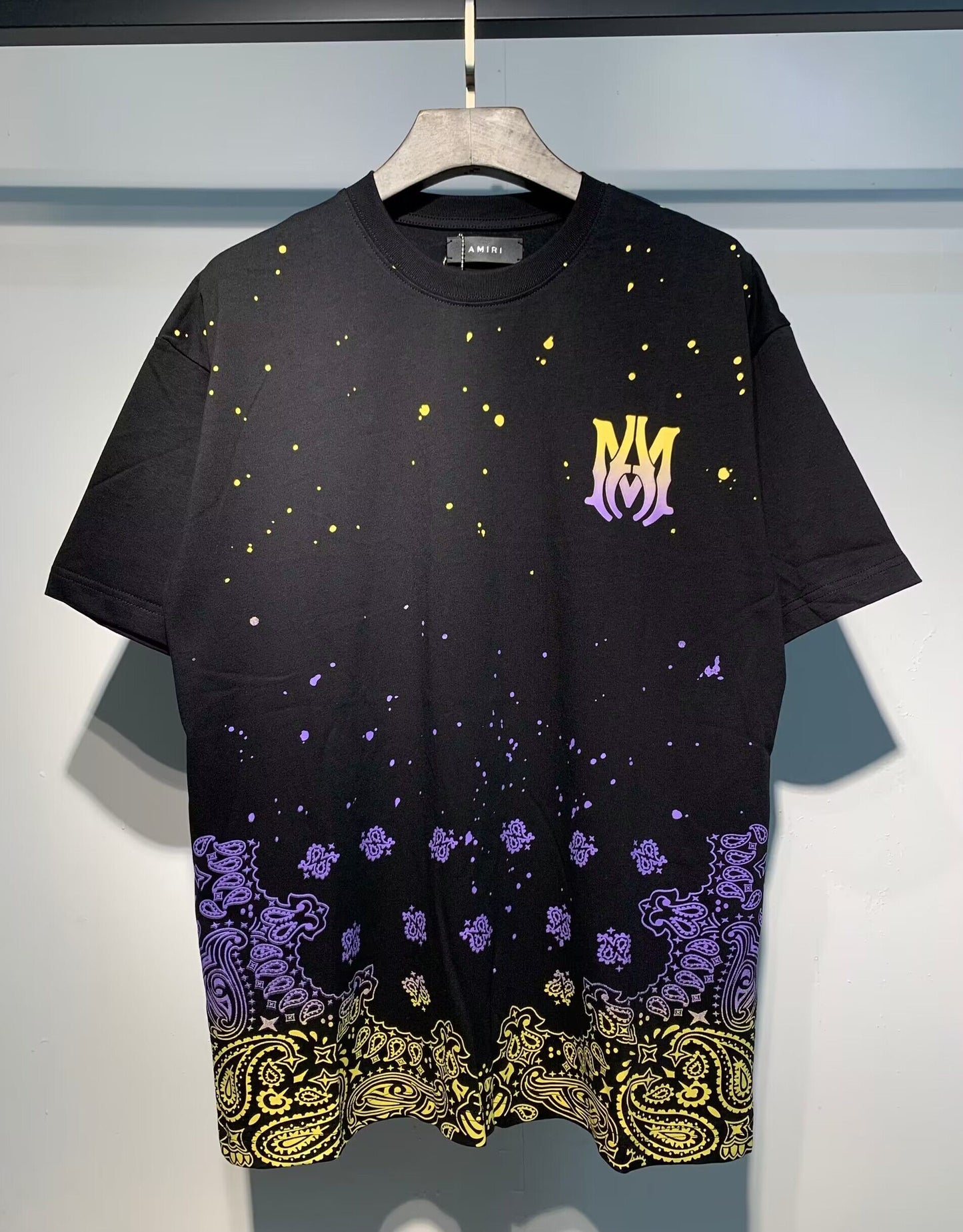 Men's AMIRI Style Graphic Oversized T-Shirt Y2K Streetwear Cotton Short Sleeve Tee