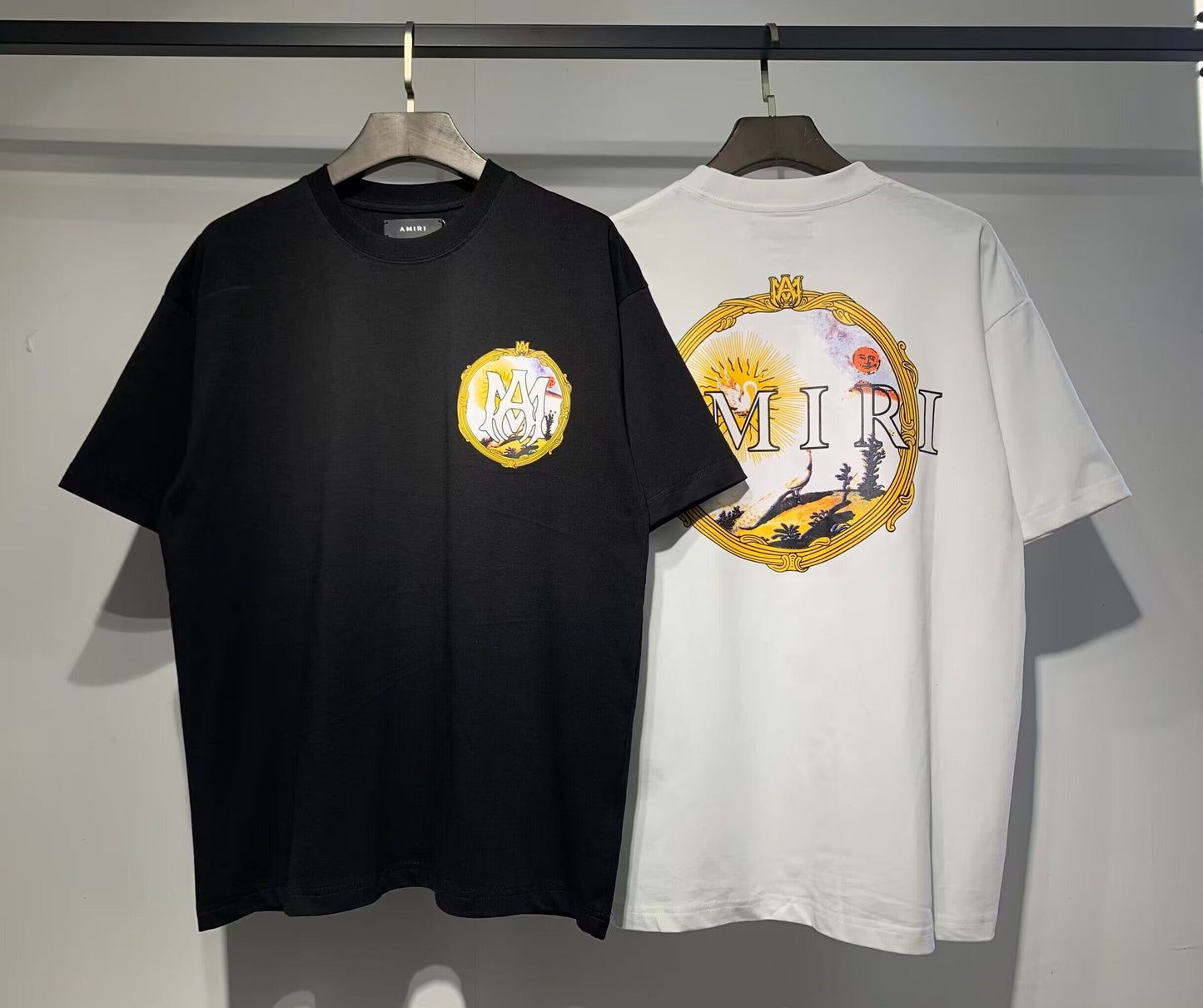Men's AMIRI Style Graphic Oversized T-Shirt Y2K Streetwear Cotton Short Sleeve Tee