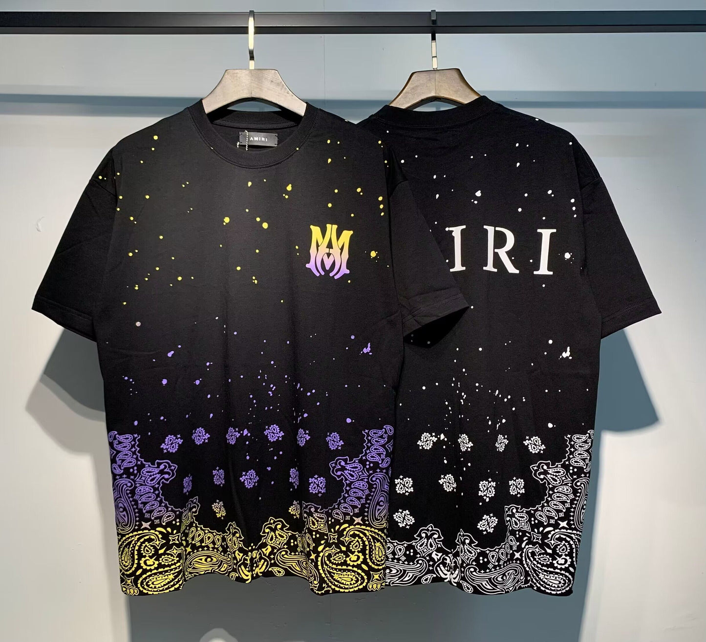 Men's AMIRI Style Graphic Oversized T-Shirt Y2K Streetwear Cotton Short Sleeve Tee