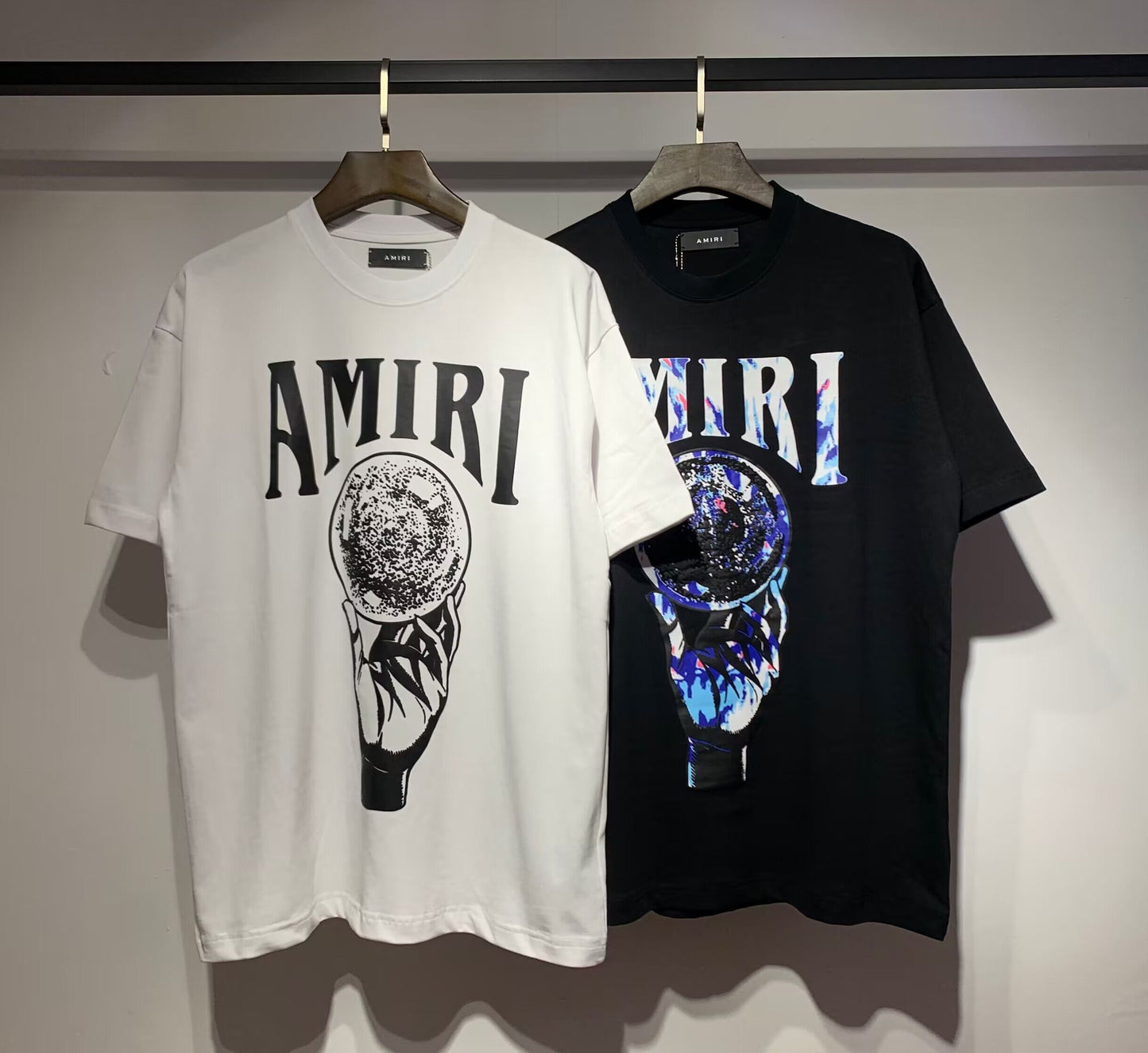 Men's AMIRI Style Graphic Oversized T-Shirt Y2K Streetwear Cotton Short Sleeve Tee