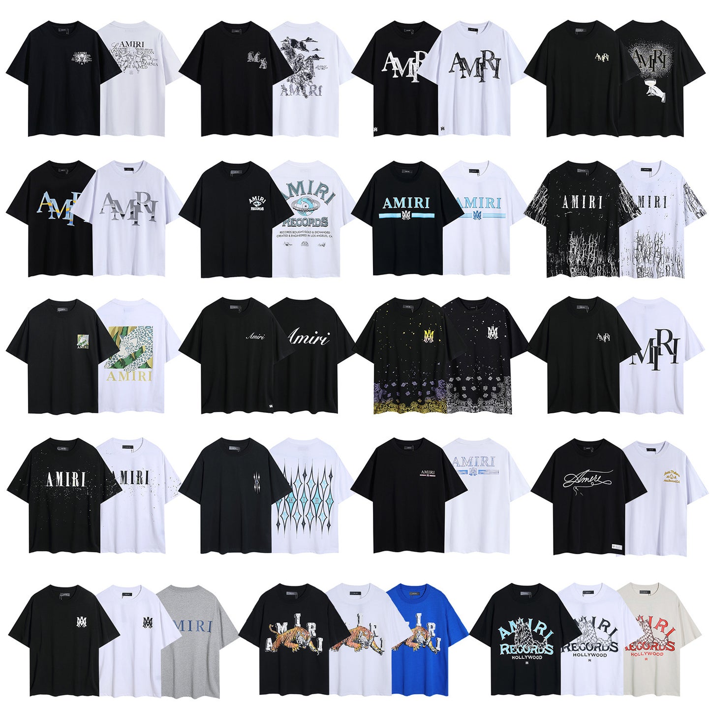 Men's AMIRI Style Graphic Oversized T-Shirt Y2K Streetwear Cotton Short Sleeve Tee