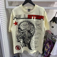 Hell t shirt star top quality Street Wear Oversized Drop Shoulder Mens Short Sleeve Vintage Printed T Shirt For Men Women