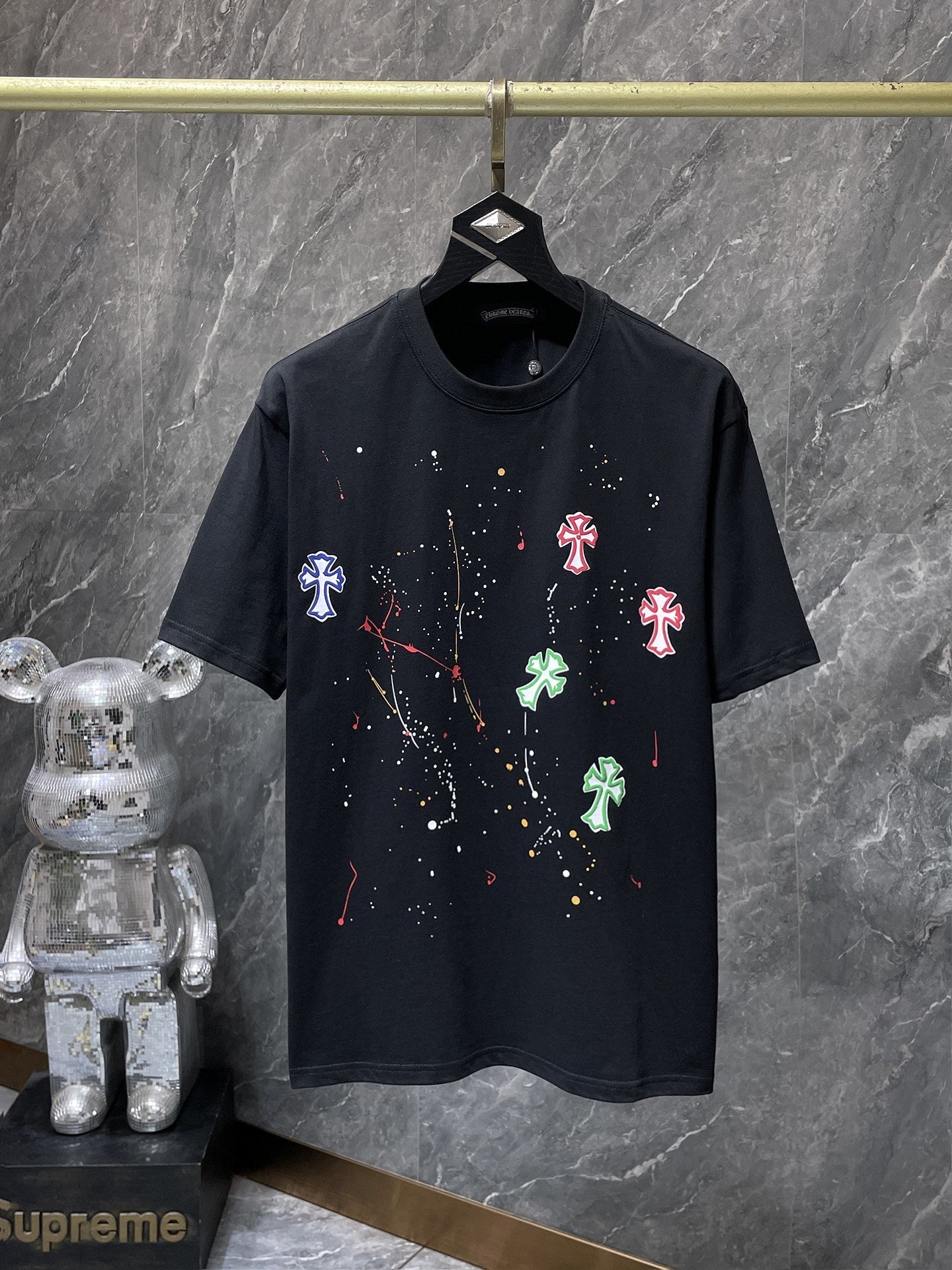 Men's Chrome Hearts Style Graphic Oversized T-Shirt Y2K Streetwear Cotton Short Sleeve Tee
