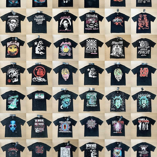 Men's Hellstar Washed Vintage Graphic Oversized T-Shirt, Y2K Streetwear Cotton Short Sleeve Tee