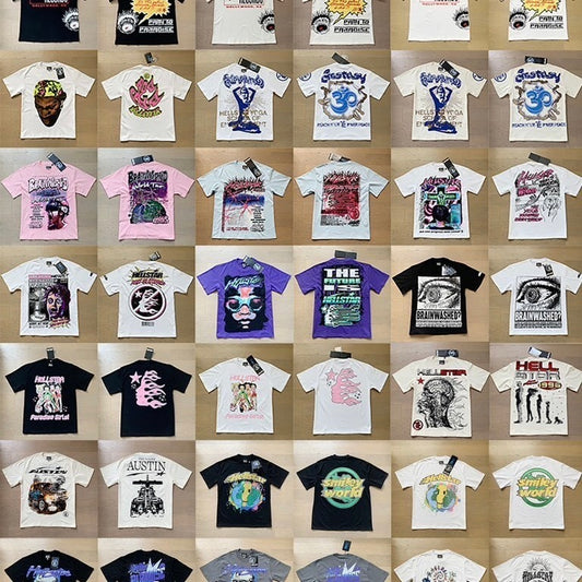 Hellstar Style Washed Vintage Graphic Oversized T-Shirt, Men's Y2K Streetwear Casual Short Sleeve